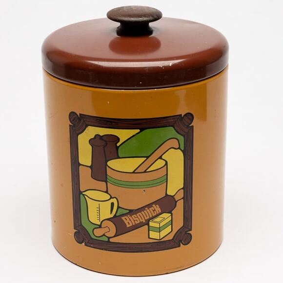 1970's Bisquick General Mills Kitchen Metal Ransburg Canister - Picture 1 of 5